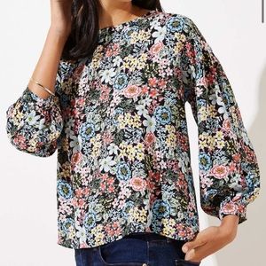 LOFT Bouquet Mixed Media Blouse
